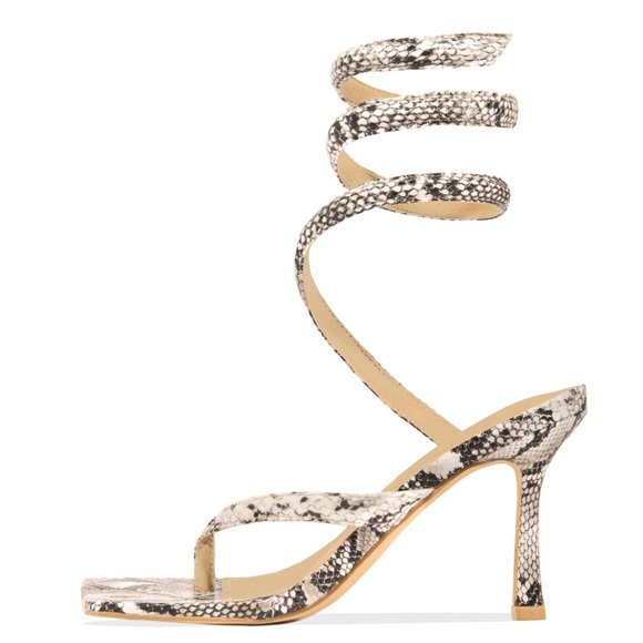 NEW๐ฅ Snake Thong Open Toe Coil Ankle Strap Sandal - Picture 4 of 7